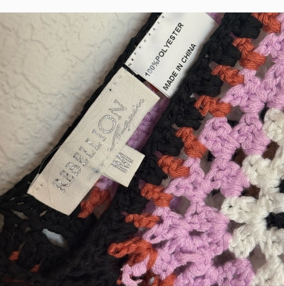 Rebellion Crochet Fringe Camisole - Black, Pink, White - Picture 3 of 3